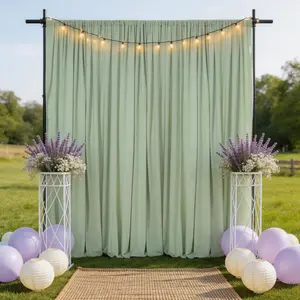 2 Panels 5x10ft Pea Green Fabric Backdrop, Polyester Drapes with Weightless Drape for Wedding Arch, Garden Party, Bridal Shower, Home Wall Decor