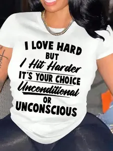 Women's Letter & Slogan Graphic Round Neck Tee, Fashion Short Sleeve T-shirt, Ladies All Seasons Outfit, Summer Clothes for Daily Wear Holiday Vacation, Casual Fashionable Top