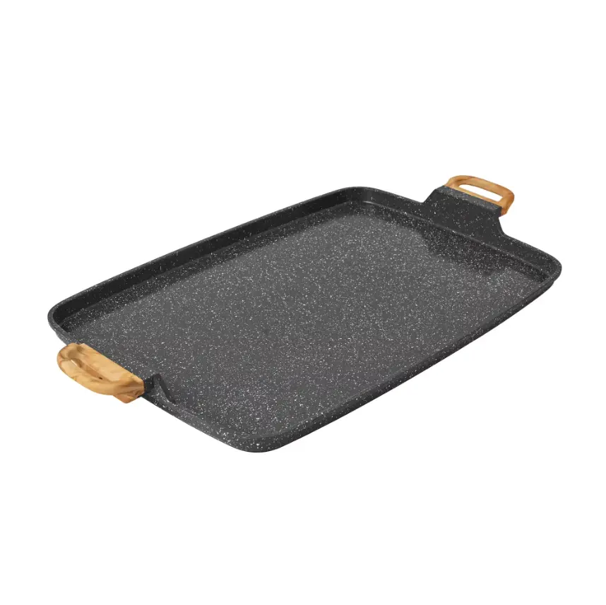 The Pioneer Woman Prairie Signature Cast Aluminium Double Griddle Cookware - Charcoal Speckle, Even Heating, Multi-Cook, Ample Cooking Surface for Frying
