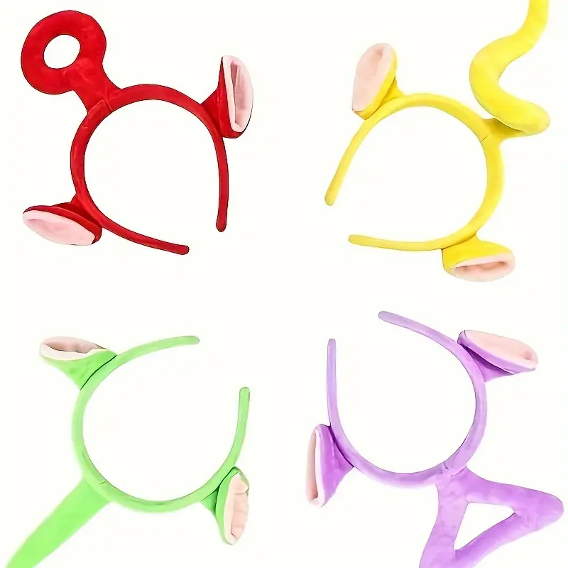 Female Teletubby Look Puffy Fabric Headband, Adorable Cute Fluffy Figment Character Hairband, Face Washing Safe for Skincare Makeup