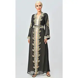 Georgette Embroidered moroccan Abaya with Satin Lining
