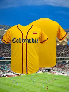 High Quality f Colombia Stitched Baseball Jersey, Classic Vintage Embroidery Design, Breathable Short Sleeve Basebase Shirt, Hip Hop Hipster Sportswear Button Down Shirts Sports Uniforms Men Women Jersey All Seasons Wear Jersey Tee