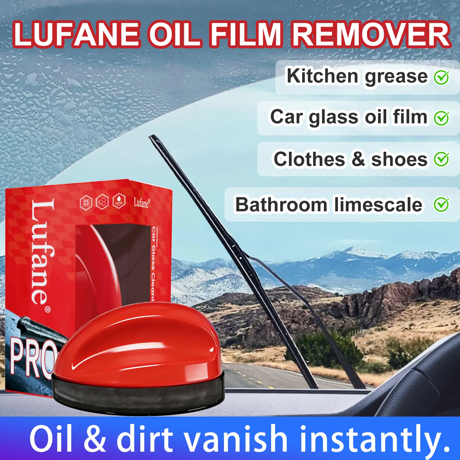 Lufane All-Purpose Power Cleaner - Lufane Oil Film Remover, Car Glass Oil Film Remover for Auto Surfaces, Home Cleaning Supplies for Bathroom, Clothes & Shoes, DealsForYouDays