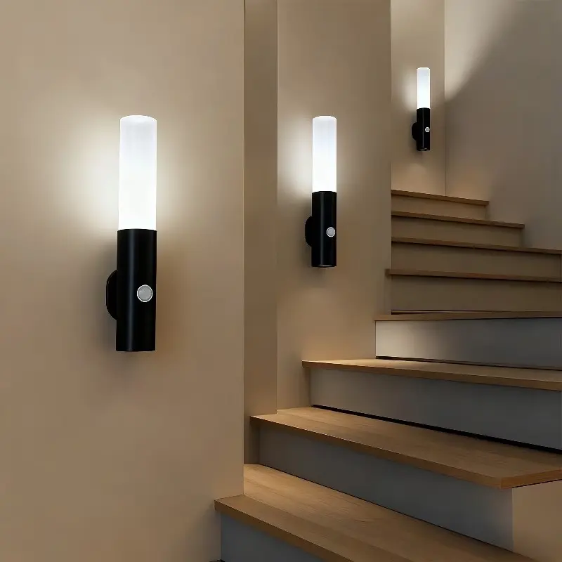 3-Piece Motion Sensor Night Light, Magnetic Wall Lamp, USB Rechargeable LED Stick Light, Wireless Stair Light, Indoor Wooden Wall Lamp, Decorative Atmosphere Light, Home Decor Light, Led Decoration Lamp, Home Decor Lighting