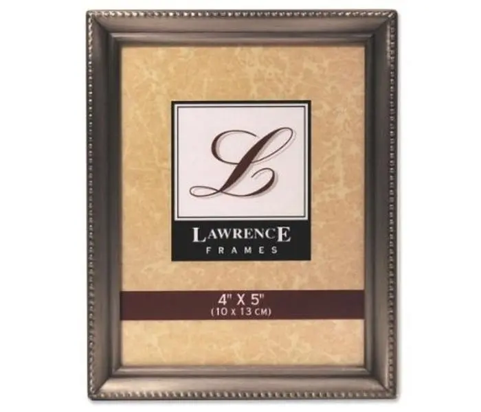 Heavy Gauge Traditional Steel Antique Pewter Rectangular 4" x 5" Photo Frame - Bead Border Design, Home Decor Accessory