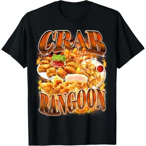 Crab Rangoon Meme Bootleg Rap Style 90s Vintage Funny 1990s T-Shirt Graphic tees