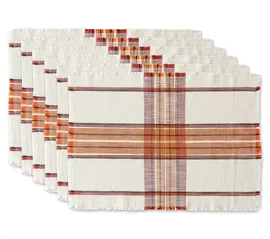 Design Imports Set of 6 Pumpkin Spice Plaid Placemats