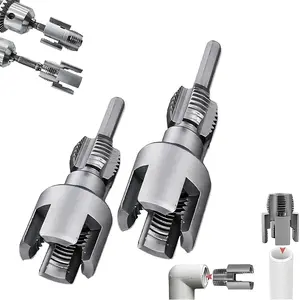 2PCS Integrated Internal & External Pipe Threading Tool with 1/2'' & 3/4'' Dies, Electric Drill Compatible 2 in 1 Pvc Pipe Threader Kit, Dual-Function Pipe Thread Cutting Tool