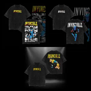 Invincible Mark Grayson Comic Book Vintage Washed Acid Wash Oversized Streetwear Graphic Tee Premium 100% Heavyweight Cotton Drop Shoulder High-Definition DTG Print Gift for Comic Lovers Anime Style