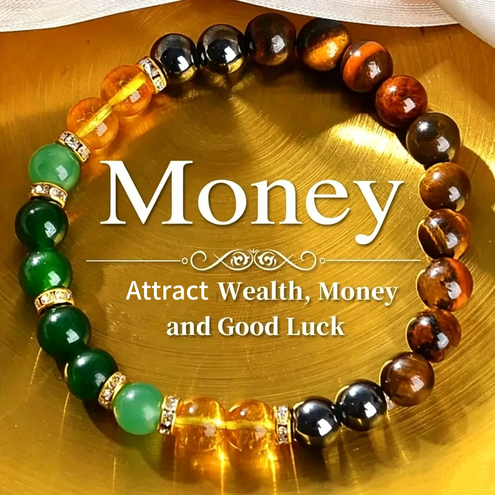 Money Bracelet with Black Onyx and Tiger’s Eye Feng Shui Luck Bracelet for Wealth Abundance Protection Stretch Beaded Crystal Bracelet Fashion Jewelry Gift for Men Women Good Fortune Energy Healing Bracelet for Birthday Graduation Everyday Wear