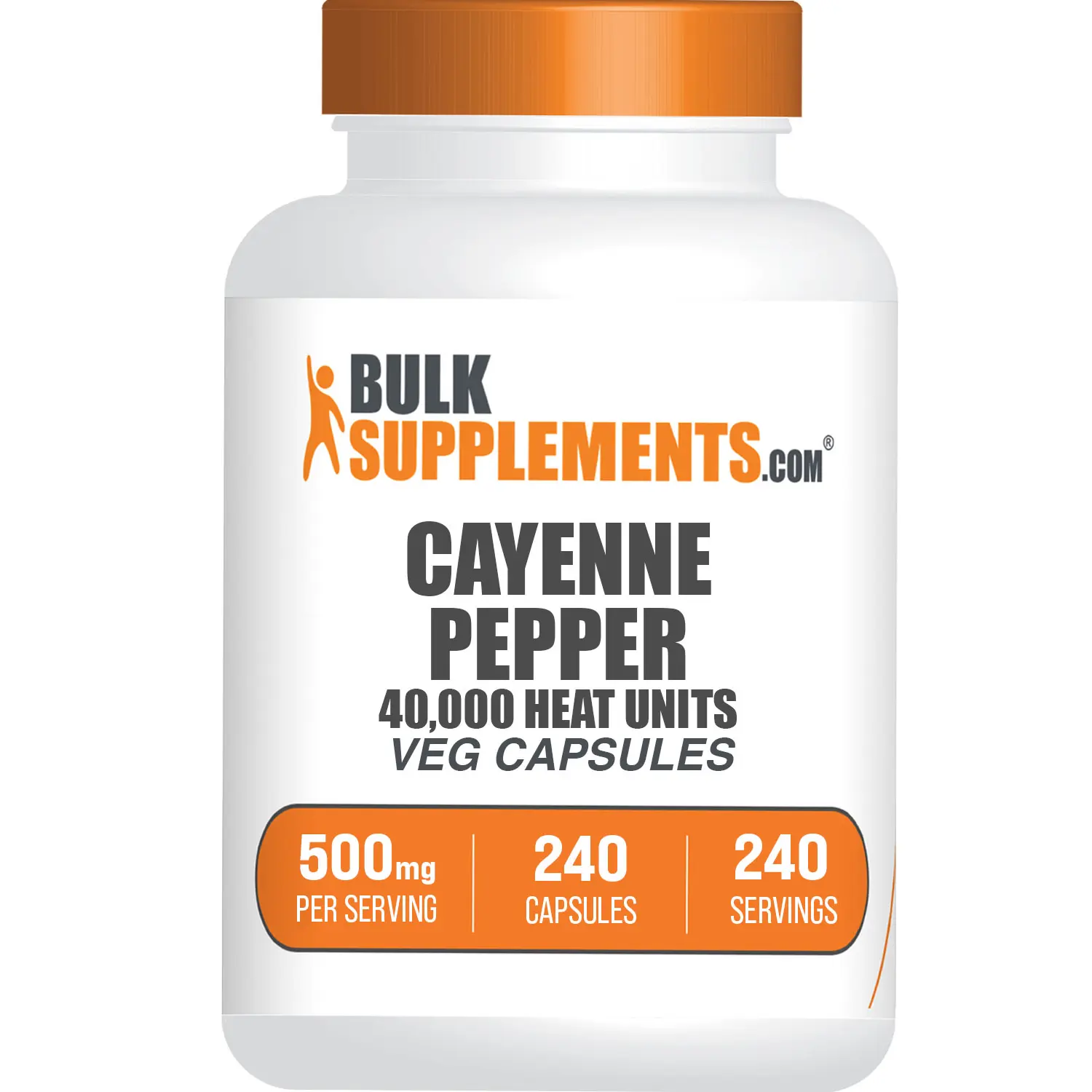 BulkSupplements Natural Cayenne Pepper 40,000HU Capsules - Digestive Support - Immune Support - 240 Capsules - 500mg per Serving