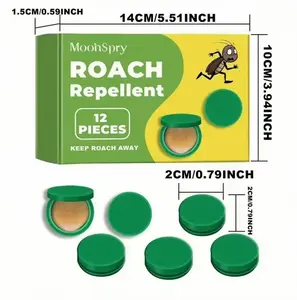 One box contains 12 natural cockroach repellent tablets, a long-lasting cockroach repellent suitable for household and indoor pest control, including kitchens, bathrooms, cabinets, garages, and storage areas.