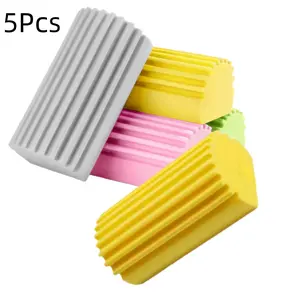 5-Pack Damp Clean Duster Sponge, Reusable Magic Dusting Sponge Brush for Cleaning Blinds, Glass, Baseboards, Vents, Railings, Mirrors, Window Track Grooves, and Faucets — Efficient, Simple Cleaning Supplies