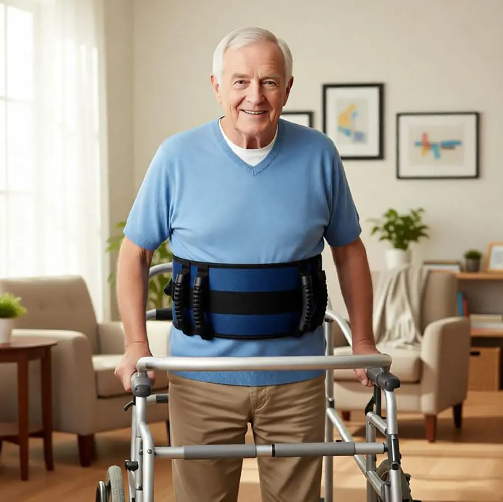 IRTME 6-Handle Nylon Fabric Walking Assist Belt for Seniors - Quick-Release Buckle, Breathable Mesh, Back Support, Prop 65 Safe, Daily Walking Support for Home Care (Caregiver-Friendly, All Ages Compatible)
