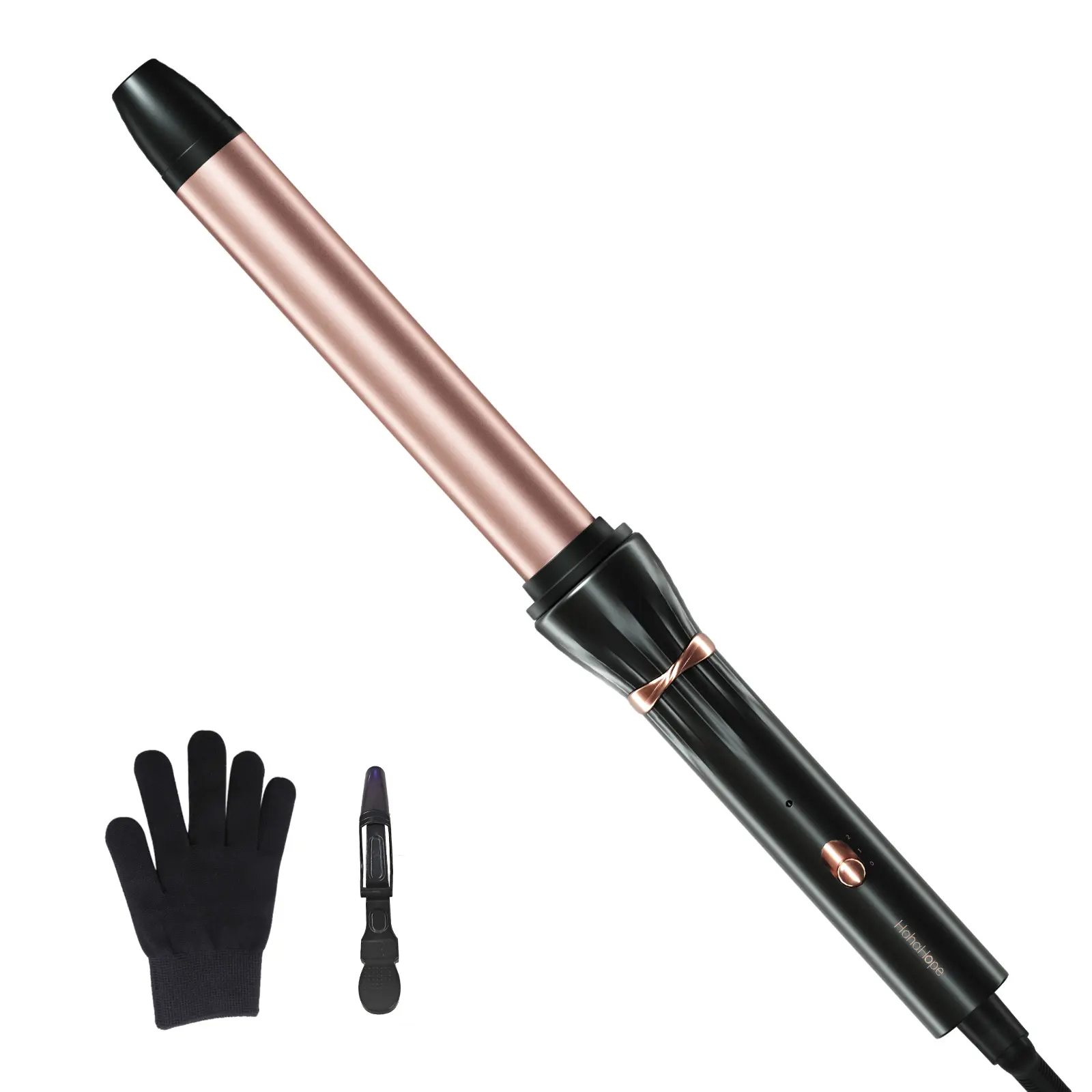 HAHAHOPE 1 Inch Ceramic Curling Wand for Loose Waves, Extra Long Barrel Styler with 2 Heat Settings & Dual Voltage for Medium to Long Hair For Curls Rotary Curl Wand