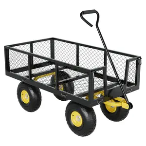 1200 LBS 3-in-1 Garden Wagon, Heavy-Duty Steel Pullable Utility Cart, 13 Inch Large Wheels, Sturdy Design for Soil, Tools and Plants Outdoor Gardening - SummerVibes
