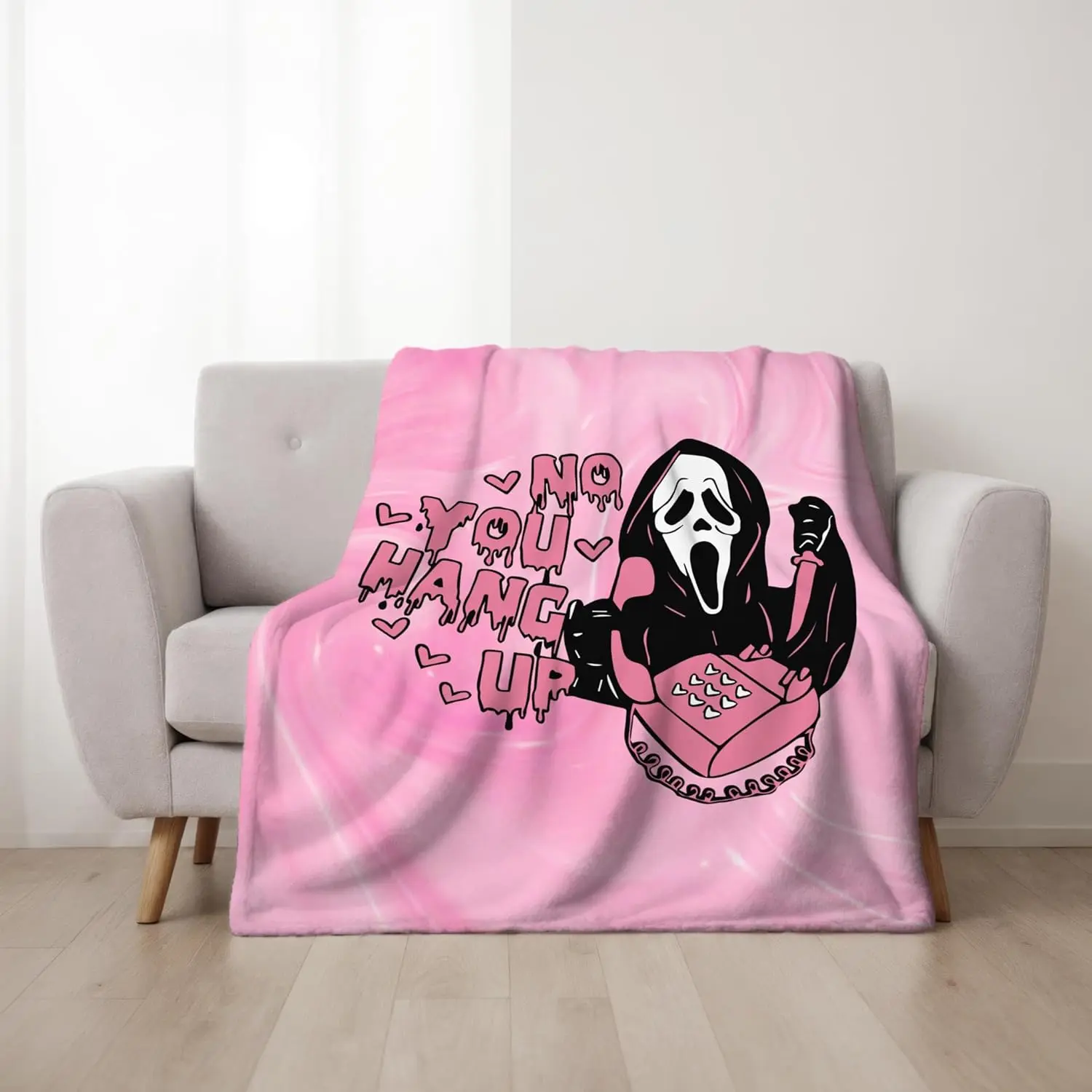 Flannel Throw Blanket - Cozy Lightweight Thick Blanket - Soft Fuzzy Plush Blankets Throws- Halloween Valentine's Day Gifts for Bedroom Bed Sofa