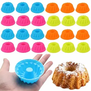 24pcs Macaron Color Mini Baking Molds, Silicone Cupcake Molds, Silicone Muffin Pan, Reusable High Temperature Resistant, Dishwasher Safe, Kitchen Utensils, Baking Tools, Bakeware