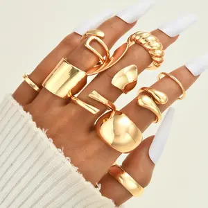 10 PCS Gold Rings Set for Women Non Tarnish, 18K Gold Plated Chunky Stackable Rings, Statement Stacking Womens Ring Pack,new ouraring