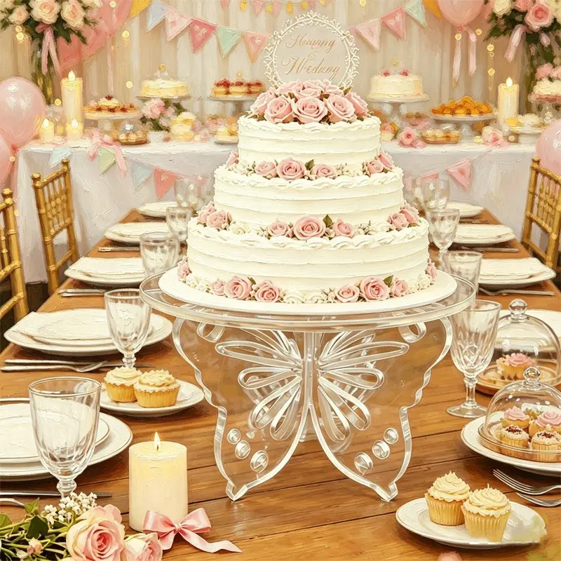 Transparent Butterfly Acrylic Party Dessert Stand, Wedding Cake Rack, Cake Stands for Party, Easy Assembly, Multiple Sizes, Elegant for Parties and Gatherings, Decor
