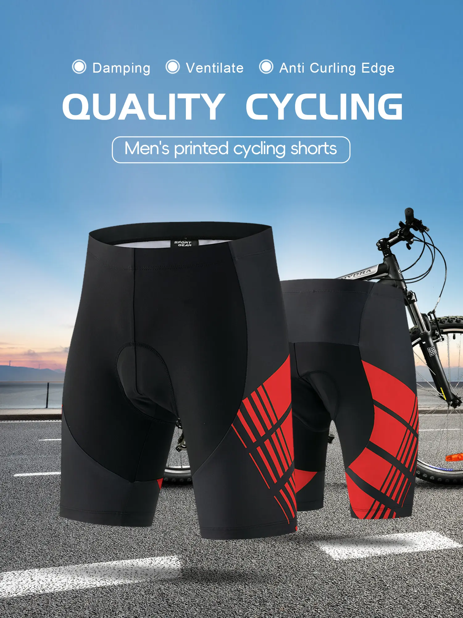 Men’s Sportswear Clothing Male Cycling Shorts Cycle - Breathable, Quick-Dry, Sweat-Wicking, Stretchy Fabric, Comfortable Thickened Elastic Seat Pad - Multiple Sports Styles & Colors for Outdoor Cycling, Mountain Biking