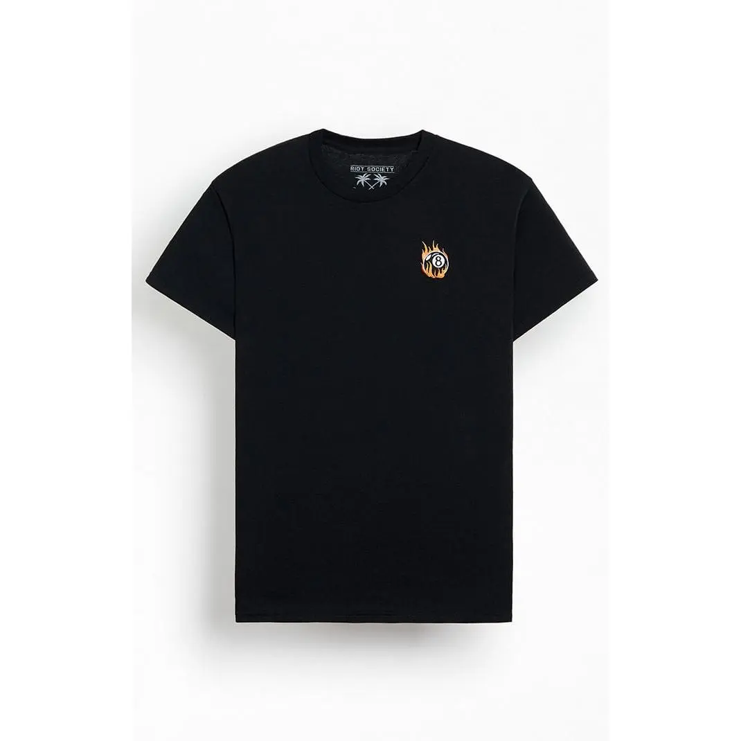 Riot Society Men's Flame 8 Ball Embroidered T-Shirt - Multicolor