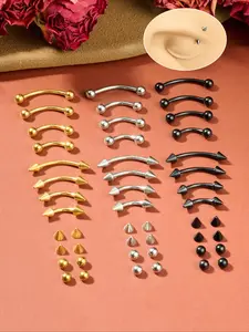 32Pcs Eyebrow Piercing Jewelry Stainless Steel Curved Barbell Tiny Eyebrow Ring Vertical Labret Lip Jewelry Ear Cartilage Rook Helix Conch Daith For Women Man 16G 6mm/8mm/10mm/12mm with Ball Accessories Side Labret Jewelry