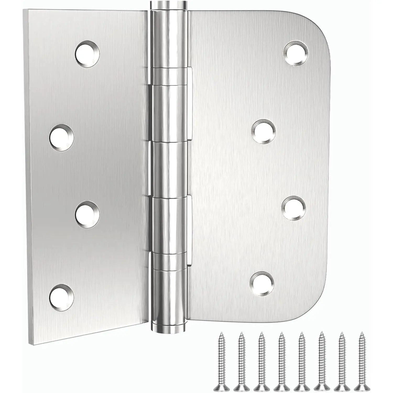 Stainless Steel Hinge, 3-Pack 4-Inch Silent Ball Bearing Hinges - Heavy Duty Interior Door Hinges with Square Rounded 5/8-Inch Radius Corners