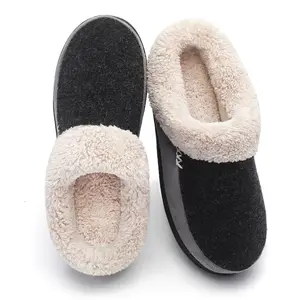 VONMAY Men's Slip-On Slippers – Fuzzy Warm Memory Foam Slide, Plush Wool Fleece Indoor/Outdoor Walking Shoes, Comfort Flipflop Footwear for Men clogs  men