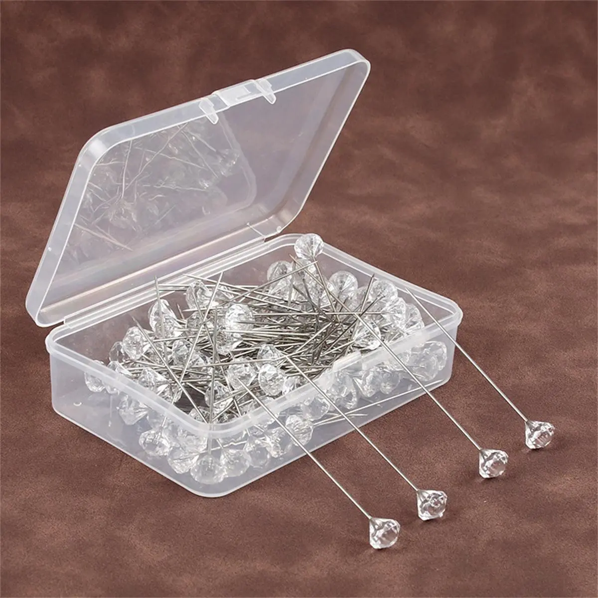 Rhinestone Flower Bouquet Pin (100pcs/box), Artificial Diamond Positioning Pin, Flower Bouquet Pin for Wedding Bridal Sewing Craft Decoration, Needle Crafts Kit, Sewing Accessories And Supplies, Crafting Sewing Tools
