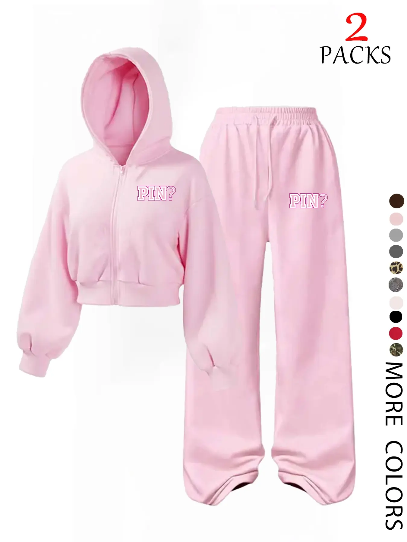 Women's Zip Hoodie Set with Letter Pattern, Casual Long Pants, Y2K Style, Fall & Winter, Slim Fit, Streetwear, Party, Camping, School