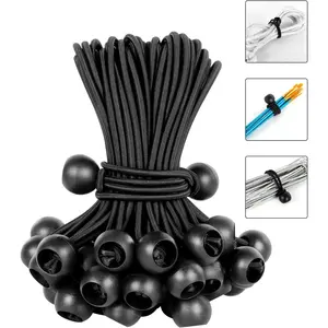 60 Pieces Bungee Balls 5.9 Inch Black Ball Bungees Heavy Duty Heavyweight Tarp Bungee Cords, Weather Resistant Tie Down Strap 4mm Thickness - for Camping, Tents, Cargo, Holding Wire and Hoses - Home Improvement.
