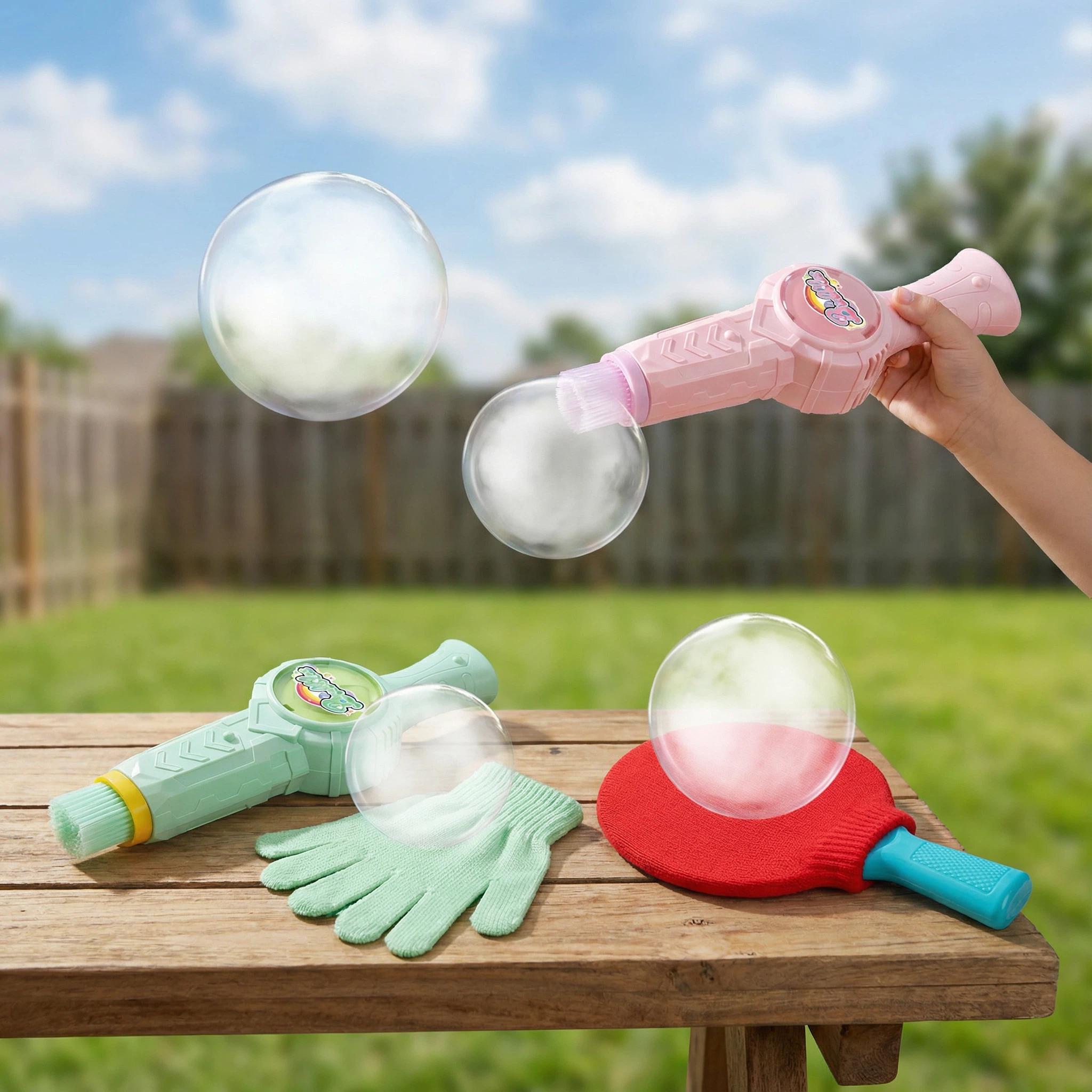New Fog Bubble Machine with Paddles – Smoke Bubble Wand, Bounceable Bubbles Like Ping Pong, Lights & Music, Fun Outdoor Toy for Kids, Gift for Boys & Girls summerwins