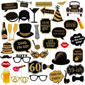 60th Birthday Photo Props, Vintage Style 60 Years Old Theme Decorations, Perfect for Celebrating Milestone Birthdays