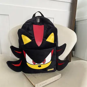 Sonic Shadow Black Fur Backpack Casual Bag Trendy Schoolbag