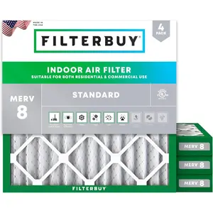 Filterbuy 14x14x2 Air Filter (4-Pack), Pleated MERV 8 Dust Defense HVAC AC Furnace Air Filters (Actual Size: 13.50 x 13.50 x 1.75 Inches)
