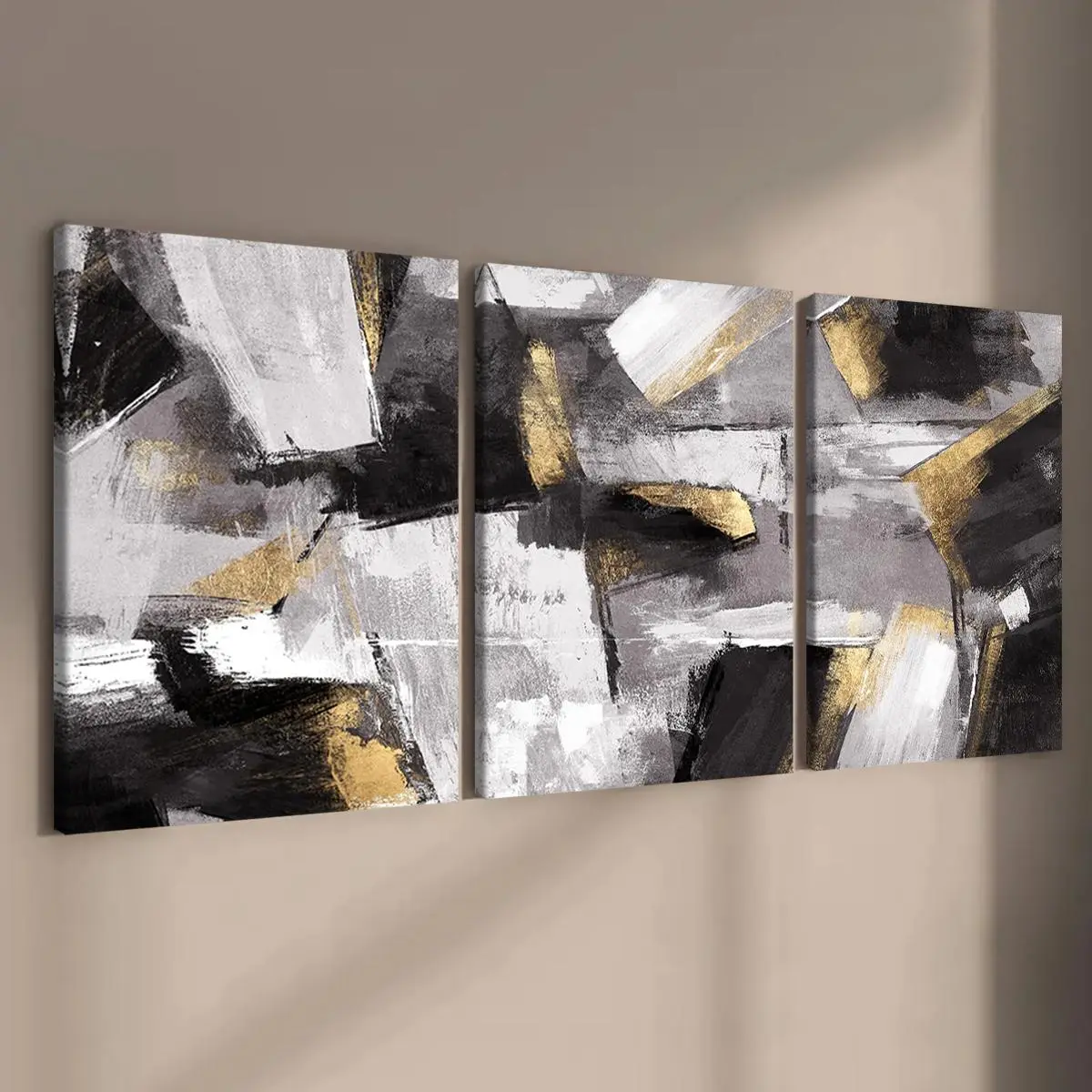 Abstract Art Wooden Framed Canvas Painting Art Prints, Decorative Artwork, 3 Counts/set Modern Cool Design Modern Art Wall Decor, Wall Art for Home Living Room Bedroom Office