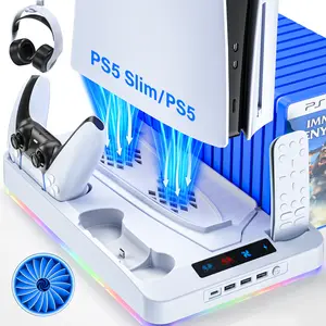 2026 Upgraded Cooling Station for PS5/Slim Console with Dual PS 5 Controller Charger,Dual Tubor Fan,3 USB Hubs 2026 Upgraded Cooling Station for PS5/Slim Console with Dual PS 5 Controller Charger,Dual Tubor Fan,3 USB Hubs