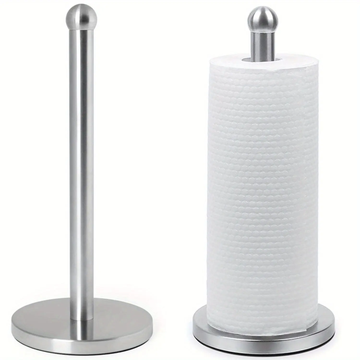 Durable Stainless Steel Freestanding Paper Towel Holder - Modern Bathroom Gadgets, Compact Vertical Design, 1-Handed Dispenser, Jumbo & Standard Roll Compatible for Kitchen, Office Workspace