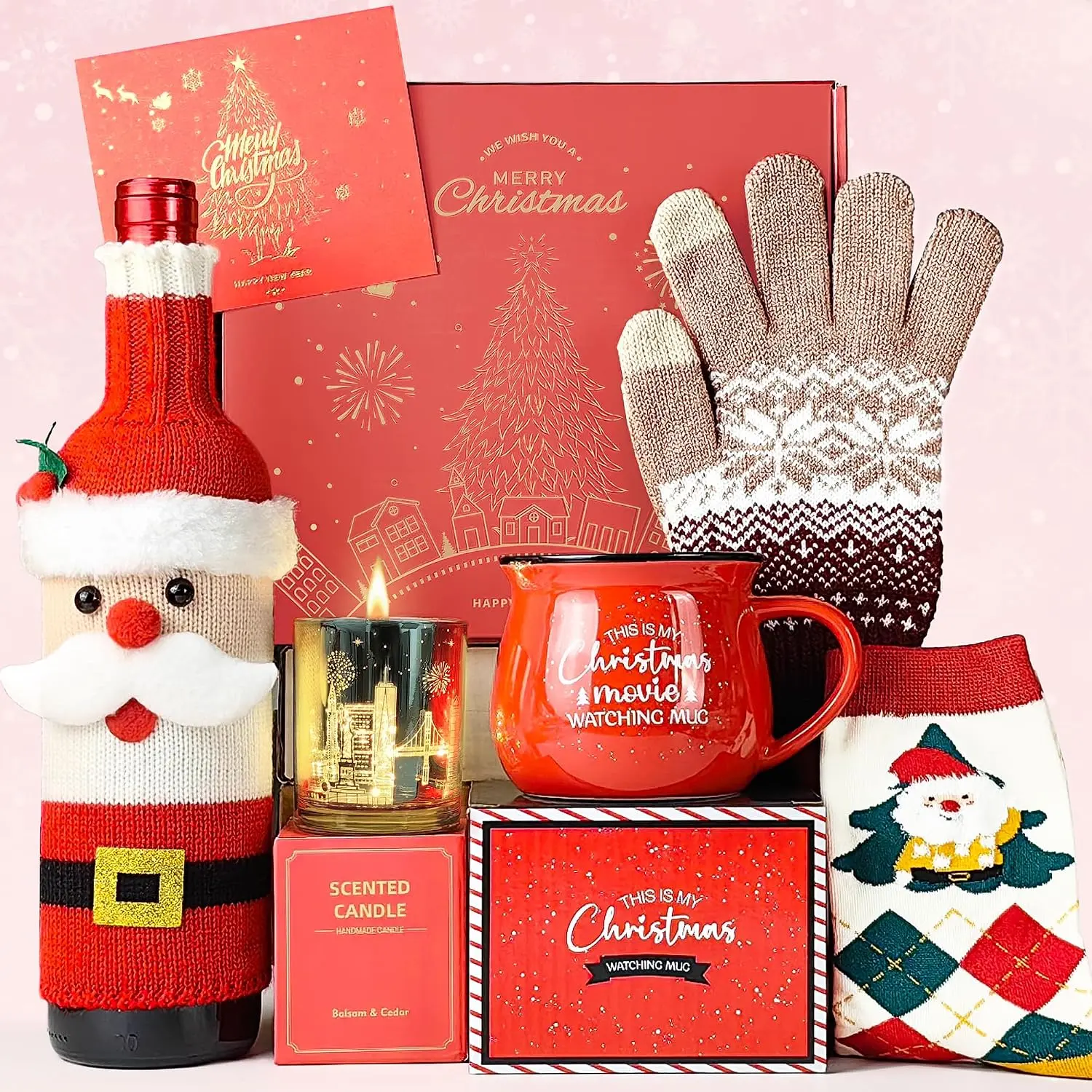 Cozy Winter Christmas Gif for Women, Womens Christmas Gift 2026 Winter Mug for Coworker Best Friend Teacher, Merry Xmas Gifts Basket Set Unique Holiday Gift Ideas Burr Basket