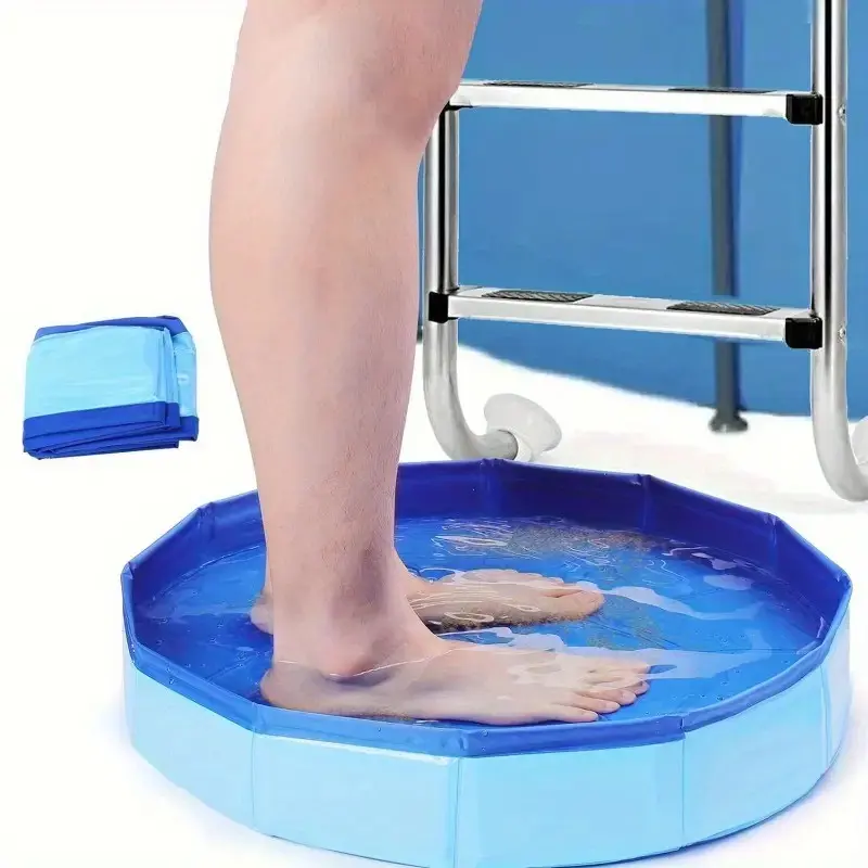 Foldable Portable Foot Bath Basin for Swimming Pool Entry, PVC Composite Collapsible Foot Wash Tub for Outdoor Backyard Use, Foot Washing Pool, Foot Soaker Tub