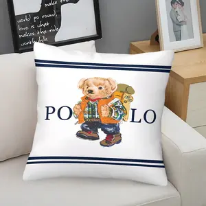 Soft short plush pillow with teddy bear print pattern, multiple patterns, soft and skin friendly, suitable for comfortable home or travel, lazy style at home