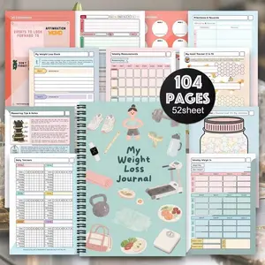 Aesthetic Diet, Meal Planner and Weight Loss Spiral Notebook, Health Journal, Fitness Log, Daily Exercise Plan, Personal Organizer, Office Planner