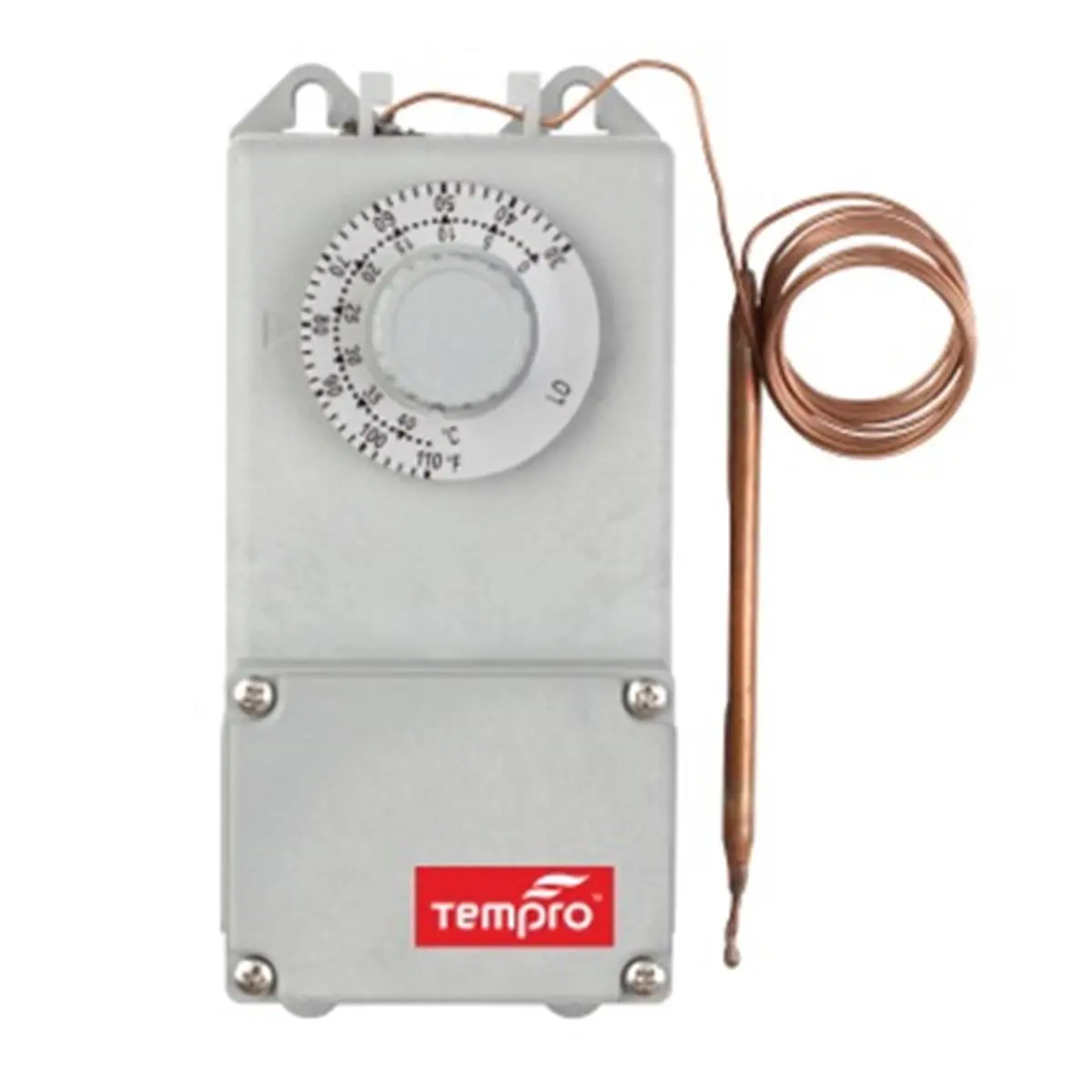 212 MAIN Tempro TP520B Line Voltage Adjustable Thermostat - 0-120°F, 24 in. Isolated SPDT, 2-Stage Heat & Cool, Isolated Wiring Compartment, Polymeric Housing, Indoor Reptile Temperature Monitor, Indoor Temperature Monitor