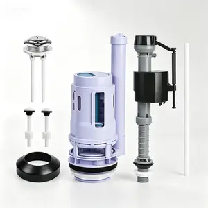 Replacement Toilet Flush Valve & Fill Valve Kit, Complete Dual Flush Repair Set for 2-Piece Toilets, Push Button Flush Valve Inside Tank with Gasket & Bolts, Compatible with Glacier Bay Toto American Standard