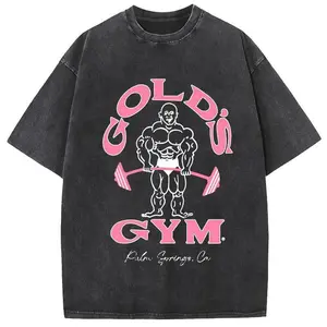 Holafish Oversize Acid Wash Vintage GOLD'S GYM T-Shirt, Heavyweight Cotton Streetwear graphic vintage tees Menswear Crewneck Tshirt