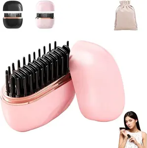 Mini Straightener, Portable for travel and party,Rechargeable Portable Hair Straightener Brush, Fast Heating Hot Comb for Home Travel Gift, Anti Scald Shell, Lightweight and Portable, 3-Speed Temperature Control
