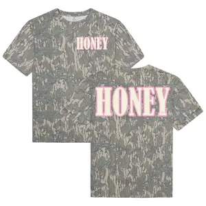 Honey Mossy Oak Washed Camo T-Shirt, Greenleaf Graphic Vintage Outdoor Tee, Hunting Apparel Gear, Soft Casual Outfit for Men & Women