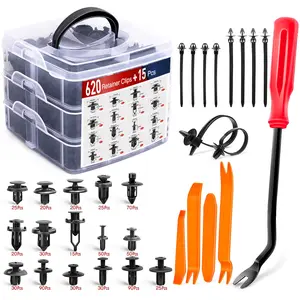 635Pcs Car Push Retainer Clips & Auto Fasteners Assortment -16 Most Popular Sizes Nylon Bumper Fender Rivets with 10 Cable Ties and Fasteners Remover for Toyota GM Ford Honda Acura Chrysler