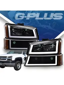 Fit For 2003-2007 Chevy Silverado LED DRL Headlights & Signal Bumper HeadLamps